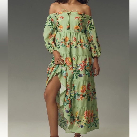 New FARM Rio Off The Shoulder Tiered Floral Maxi Dress - Picture 1 of 3